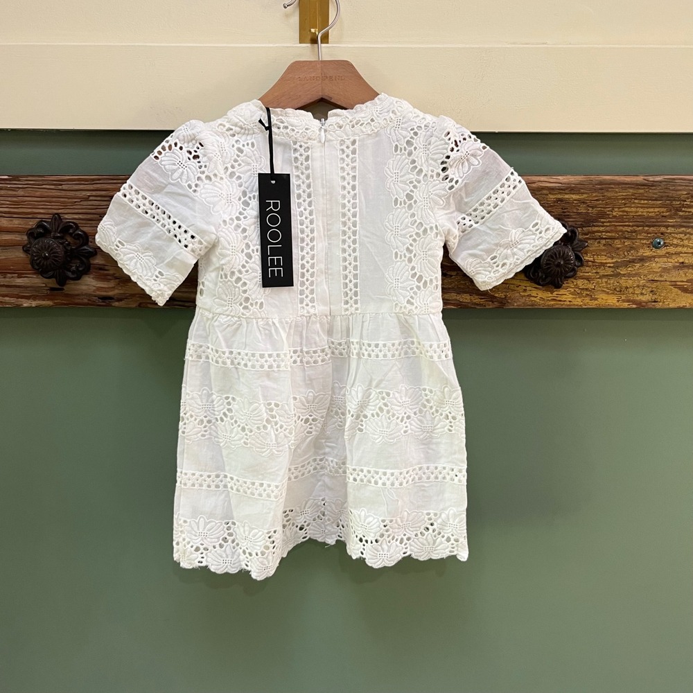 Roolee Kids White Eyelet Lace Floral Dress Short Sleeve SF-K-1700 12-18M NEW